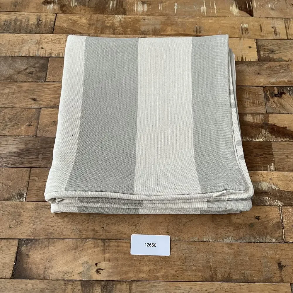 Busatti Cotton Square Pillow Covers (2) Gray & Ivory Striped/Dot Pattern Zipper